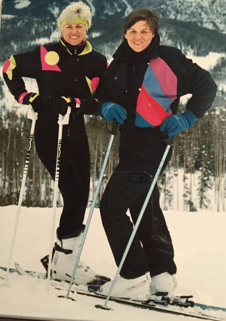 Jean and Jeanine Spencer on skis