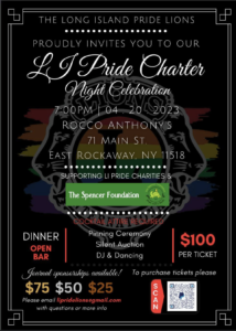 Flyer for the LI Pride Lions Charter Celebration