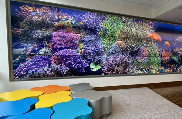 Aquarium video wall at Stony Brook Children's Hospital