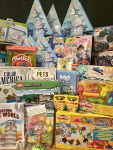 PlayDoh, Lego and art supplies for the kids