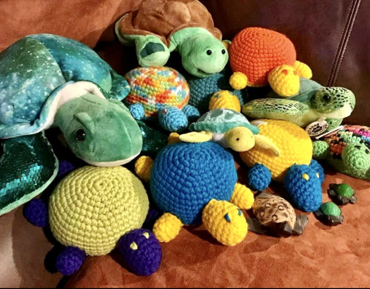 A happy pile of toy turtles