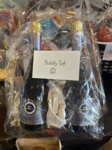 Bubbly raffle basket at The Lion's Den fundraiser