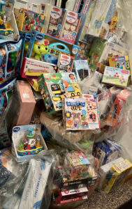 A sampling of the toys and arts & craft supplies delivered by The Spencer Foundation