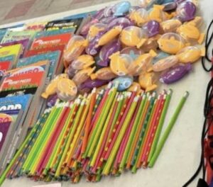 Pencils, sharpeners and activity books