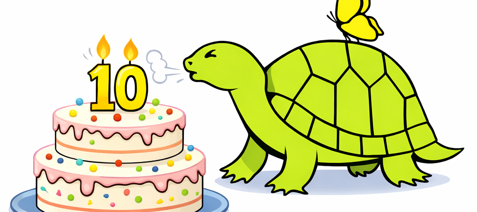 Turtle blowing out candles