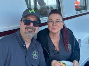 Board members Dave and Gina Wuestmann enjoying sandwiches
